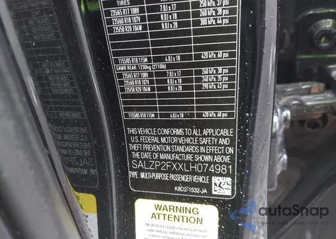 2020 Land Rover Range Rover Evoque Se из США, поврежденный, VIN SALZP2FXXLH074981